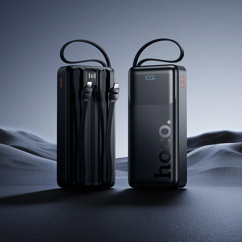 Powerbank 20000 mAh QC PD 2A 22,5W with built-in cables USB A + USB C + Lightning + Micro USB Hoco J156A juodas