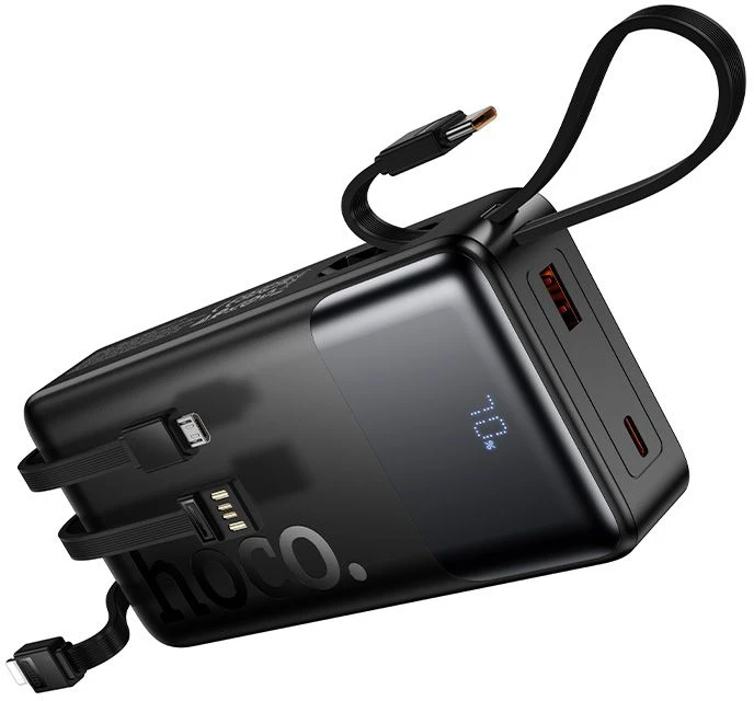 Powerbank 20000 mAh QC PD 2A 22,5W with built-in cables USB A + USB C + Lightning + Micro USB Hoco J156A juodas