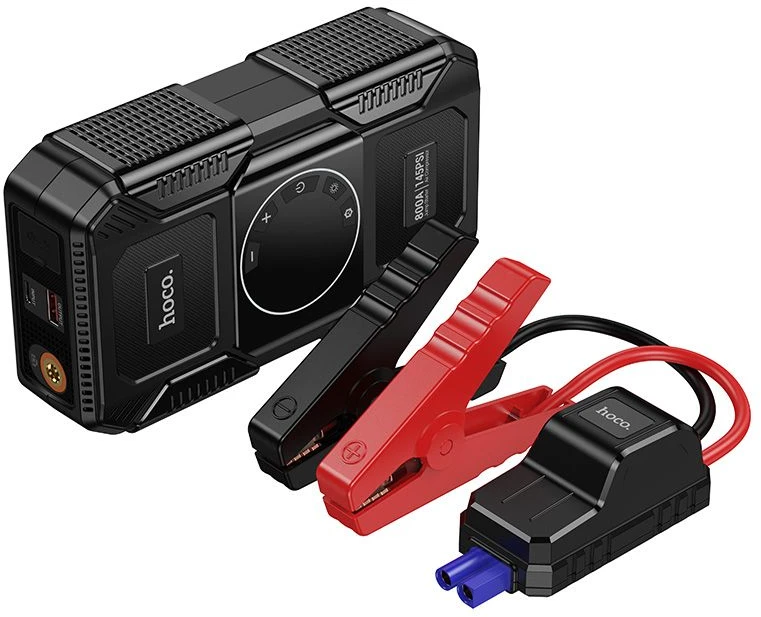 Powerbank 8000 mAh 2,4A 18W with a car jump-start function and air pump Hoco QS6 juodas