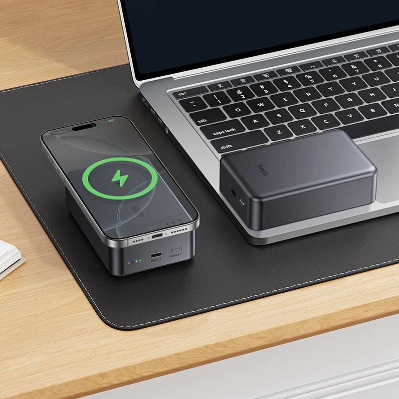 Powerbank compatible with MagSafe 20000 mAh QC PD 2A 20W Hoco J160B metal pilka