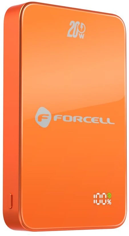 Powerbank compatible with MagSafe Forcell F-Energy SuperSlim F10K8 QC4.0 PD3.0 15W 10000 mAh oranžinis