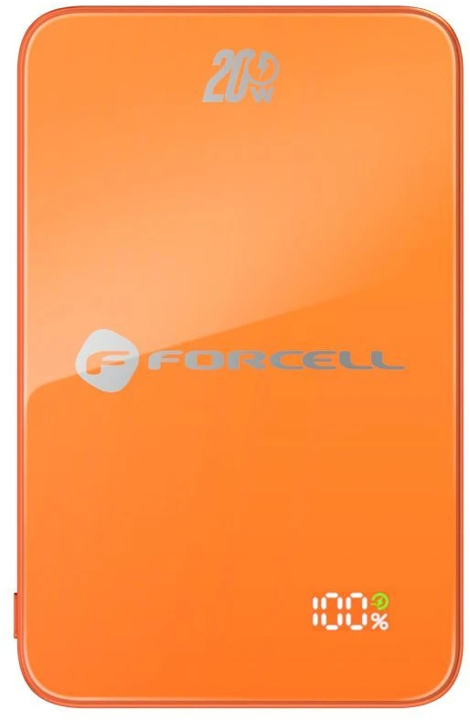Powerbank compatible with MagSafe Forcell F-Energy SuperSlim F10K8 QC4.0 PD3.0 15W 10000 mAh oranžinis
