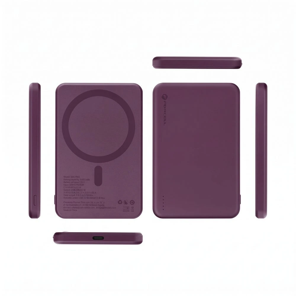 Powerbank compatible with MagSafe Forcell F-Energy Slim F5K9 QC4.0 PD3.0 15W 5000 mAh cherry