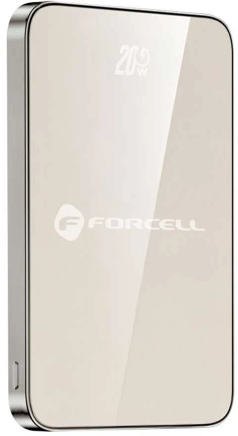 Powerbank compatible with MagSafe Forcell F-Energy SuperSlim F5K8 QC4.0 PD3.0 15W 5000 mAh titanium desert