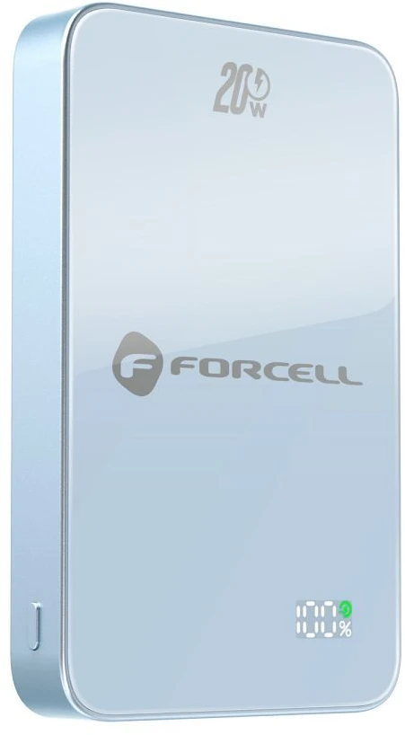 Powerbank compatible with MagSafe Forcell F-Energy SuperSlim F10K8 QC4.0 PD3.0 15W 10000 mAh mėlynas