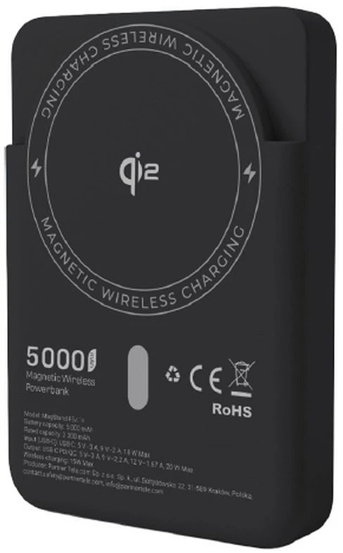 Powerbank compatible with MagSafe Forcell F-Energy MagStand QI2 F5K10 QC3.0 PD3.0 20W 5000 mAh juodas