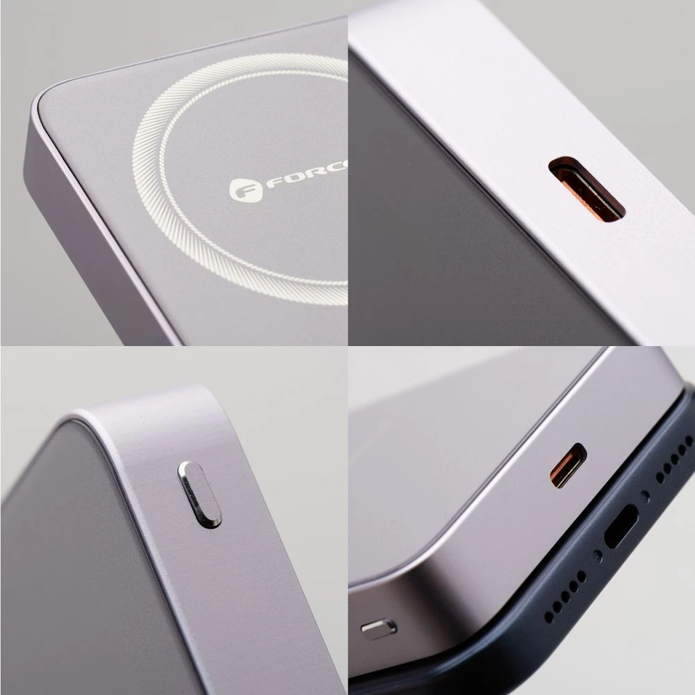 Nešiojamoji baterija, suderinama su „MagSafe Forcell F-Energy SuperSlim F10K8 QC4.0 PD3.0“ 15W 10000 mAh violetinė