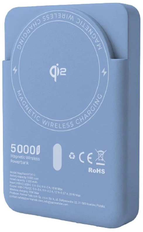 Powerbank compatible with MagSafe Forcell F-Energy MagStand QI2 F5K10 QC3.0 PD3.0 20W 5000 mAh baltas