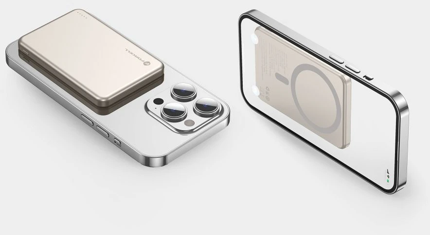 Powerbank compatible with MagSafe Forcell F-Energy Slim F5K9 QC4.0 PD3.0 15W 5000 mAh cloud dancer
