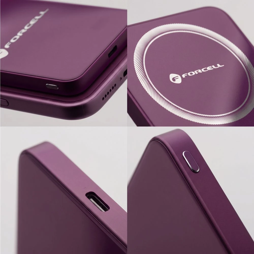 Powerbank compatible with MagSafe Forcell F-Energy SuperSlim F5K8 QC4.0 PD3.0 15W 5000 mAh cherry