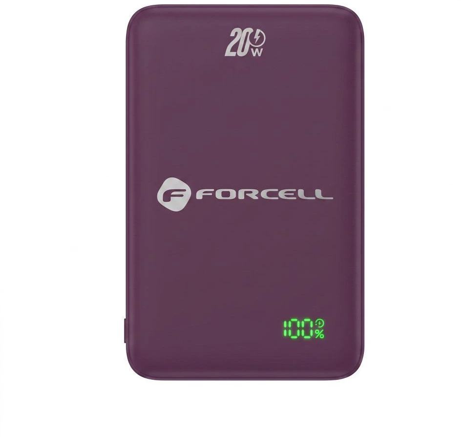 Powerbank compatible with MagSafe Forcell F-Energy SuperSlim F5K8 QC4.0 PD3.0 15W 5000 mAh cherry