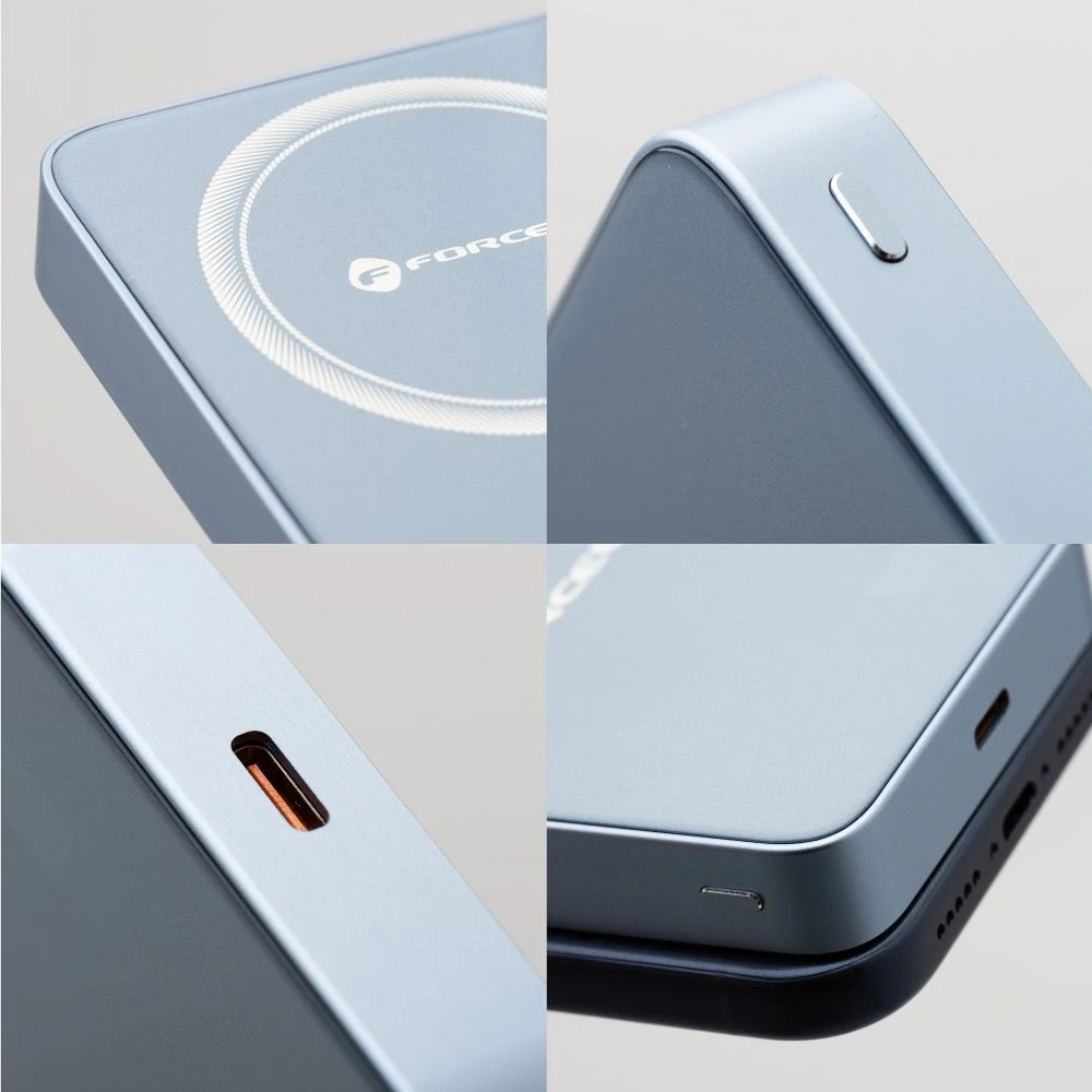 Powerbank compatible with MagSafe Forcell F-Energy SuperSlim F10K8 QC4.0 PD3.0 15W 10000 mAh mėlynas