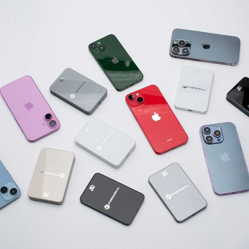 Powerbank compatible with MagSafe Forcell F-Energy SuperSlim F10K8 QC4.0 PD3.0 15W 10000 mAh juodas