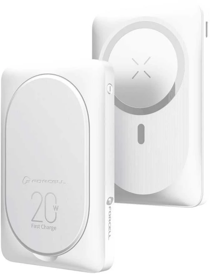Nešiojamoji baterija, suderinama su „MagSafe Forcell F-Energy MagStand F10K2 QC3.0 PD 5A 20W 10000 mAh baltas“