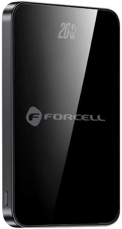 Powerbank compatible with MagSafe Forcell F-Energy SuperSlim F5K8 QC4.0 PD3.0 15W 5000 mAh juodas
