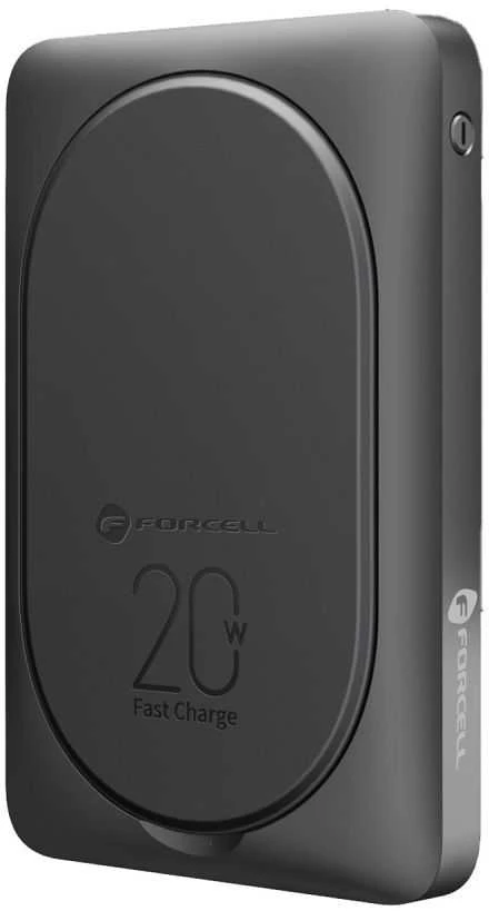 Išorinė baterija POWER BANK Forcell F-ENERGY (F10K2) 10000mAh su belaidžiu įkrovikliu (Magsafe 20W) juoda