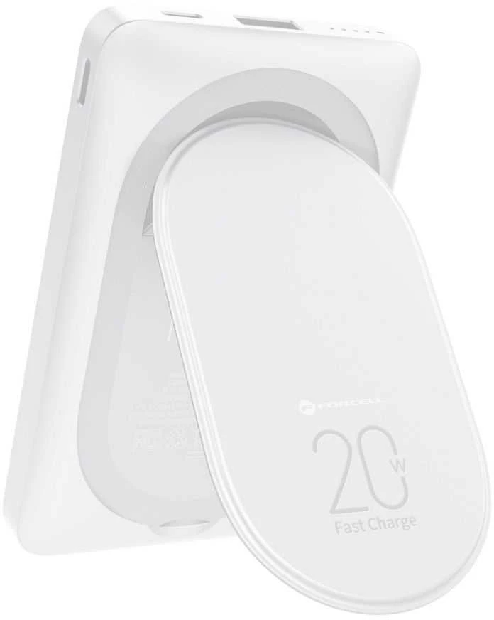 Nešiojamoji baterija, suderinama su „MagSafe Forcell F-Energy MagStand F10K2 QC3.0 PD 5A 20W 10000 mAh baltas“