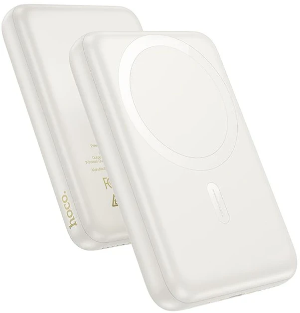 Powerbank compatible with MagSafe Hoco 10000 mAh QC PD 2A 20W J141 milky baltas