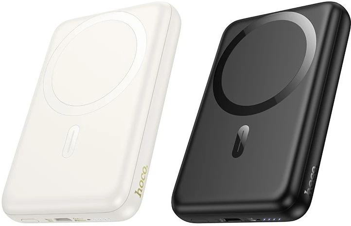 Powerbank compatible with MagSafe Hoco 10000 mAh QC PD 2A 20W J141 milky baltas