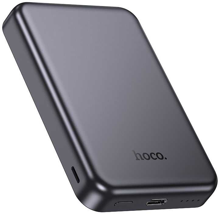 Nešiojamoji baterija, suderinama su „MagSafe Hoco“, 5000 mAh, 2A, 5W, J160, metalo pilka