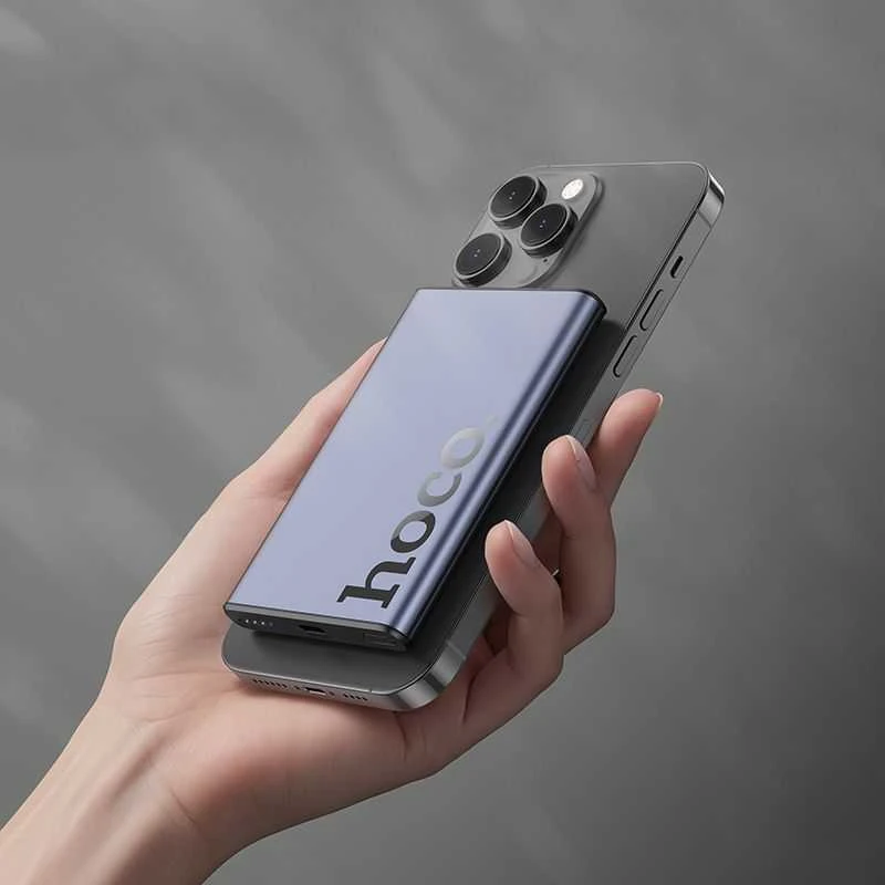 „MagSafe Hoco 5000 mAh QC PD 20W Q32“ metalinis pilkas nešiojamas akumuliatorius