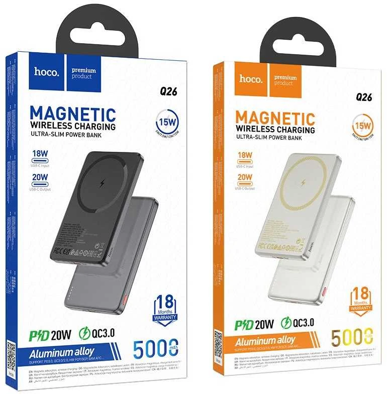 Powerbank suderinamas su MagSafe Hoco 5000 mAh QC PD 2A 20W Q26 oranžinis