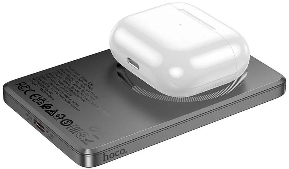 Powerbank compatible with MagSafe Hoco 5000 mAh QC PD 2A 20W Q26 metal pilka