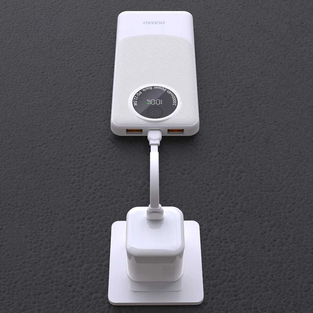 Powerbank Dudao K12 10000mAh PD22.5W USB-A, USB-C – baltos spalvos