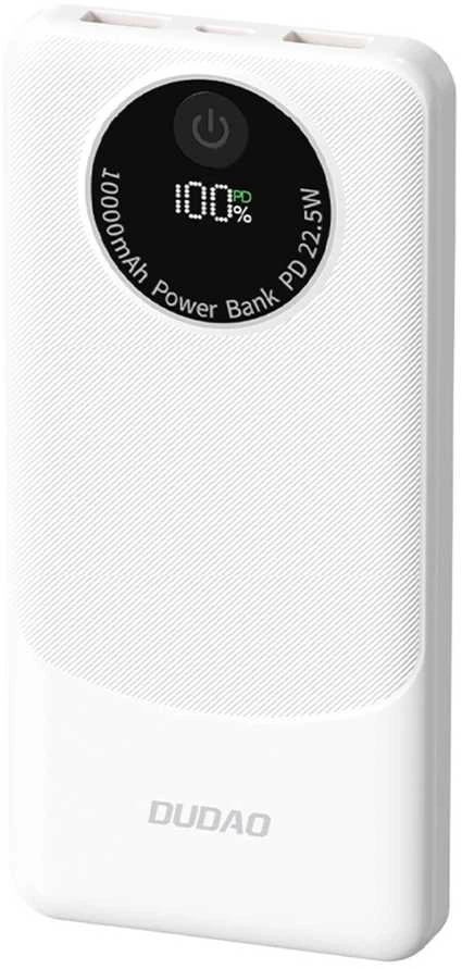 Powerbank Dudao K12 10000mAh PD22.5W USB-A, USB-C – baltos spalvos