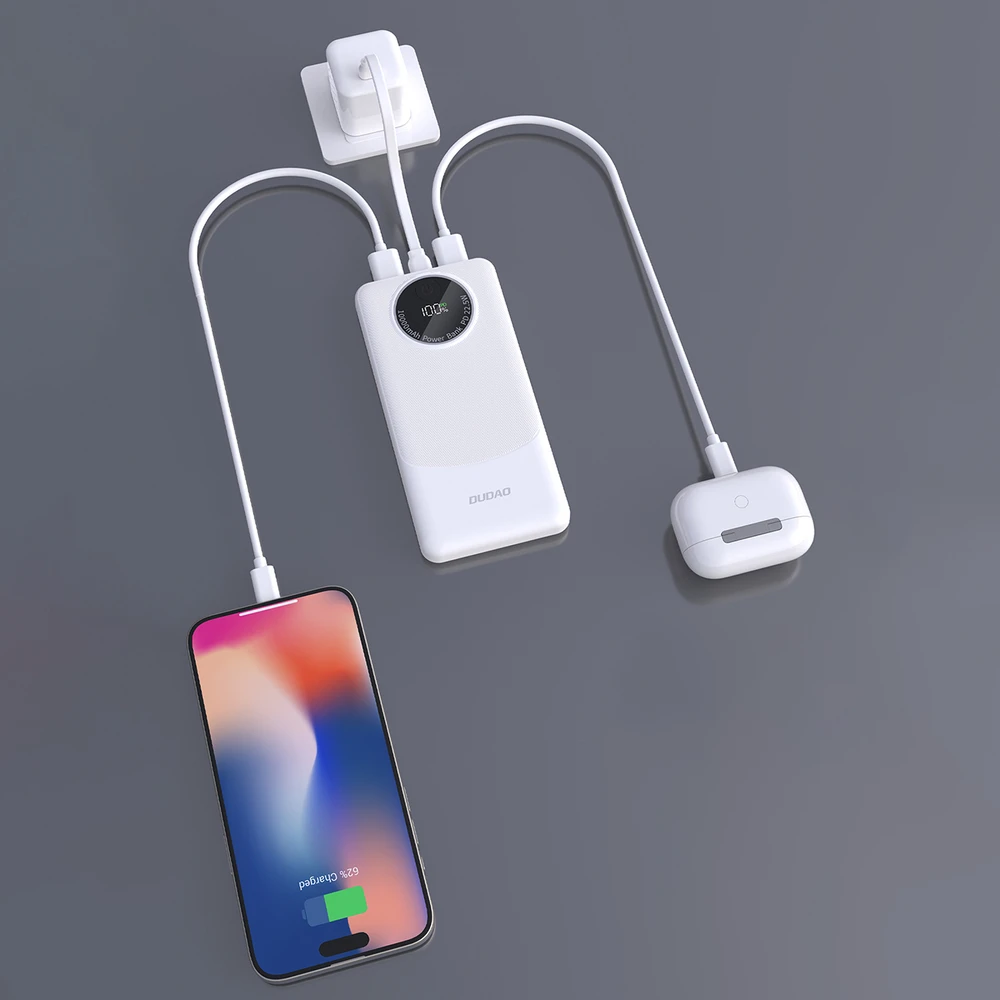 Powerbank Dudao K12 10000mAh PD22.5W USB-A, USB-C - baltas