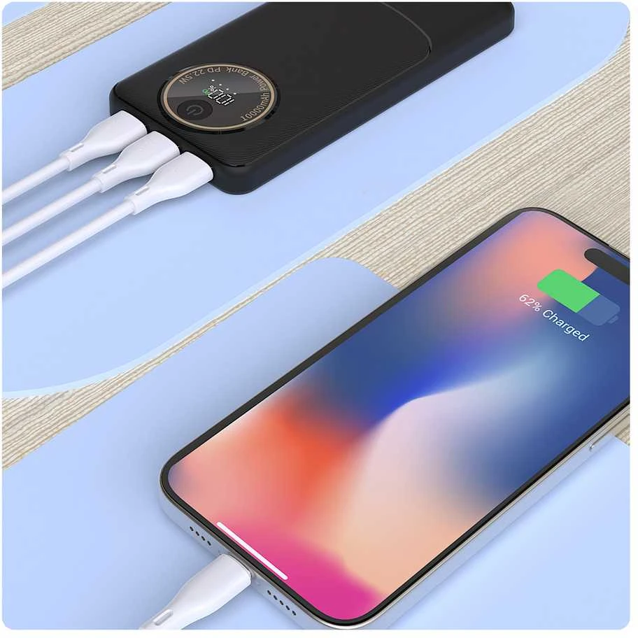 Powerbank Dudao K12Pro 22.5W PD 20000mAh USB-A, USB-C - baltos spalvos