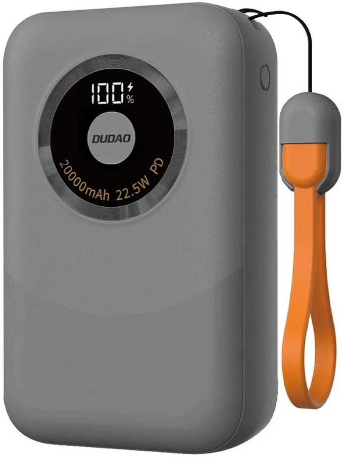 Powerbank Dudao K21 Mini 10000mAh 22.5W USB-A / USB-C – pilkos spalvos