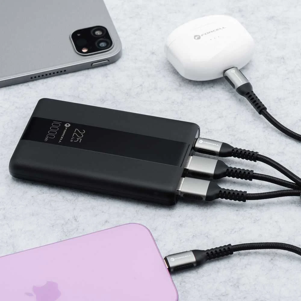 Powerbank Forcell F-Energy Energo P10K2 QC3.0 PD 3A 22,5W 10000 mAh juodas