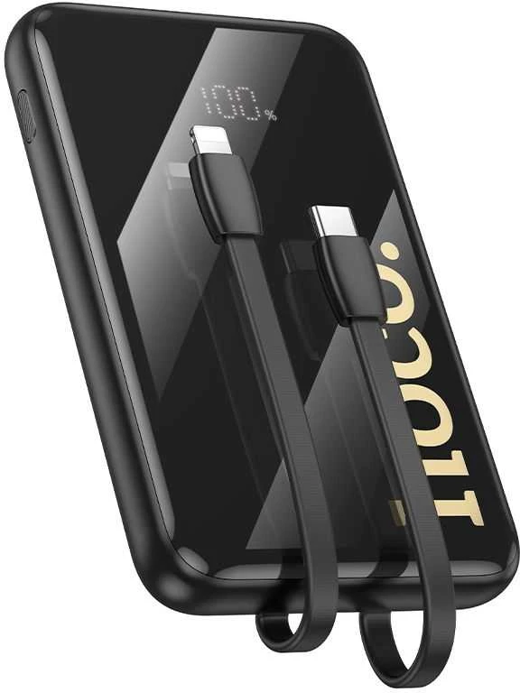 Išorinė baterija Hoco 10000 mAh QC PD 22,5W su integruotais laidais USB C + Lightning Q37 juodas
