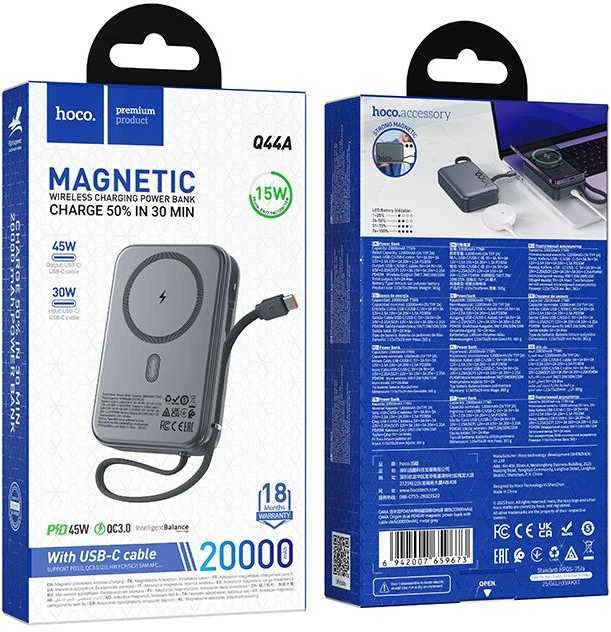 Išorinė baterija Power Bank Hoco Q44A 45W MagSafe 20000mAh juoda