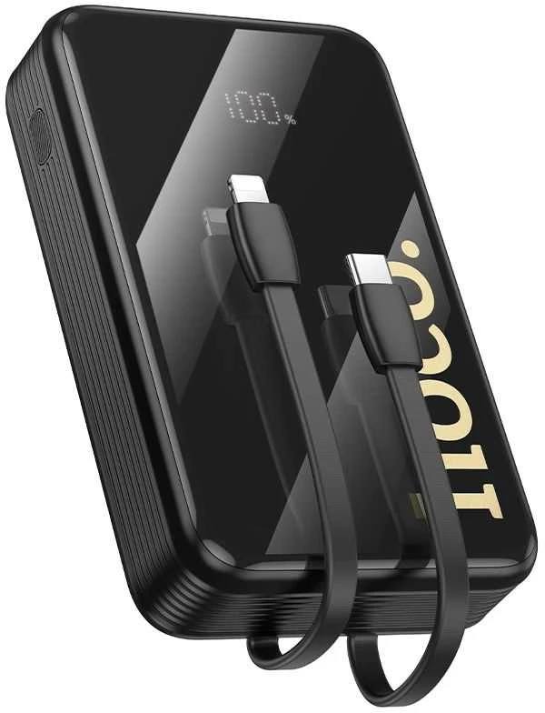 Išorinė baterija Hoco 20000 mAh QC PD 22,5W su integruotais laidais USB C + Lightning Q37A juodas