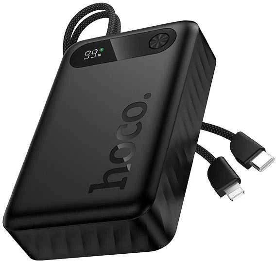 Išorinė baterija Hoco 20000 mAh QC PD 2A 22,5W su integruotais laidais USB C + Lightning J171A juodas