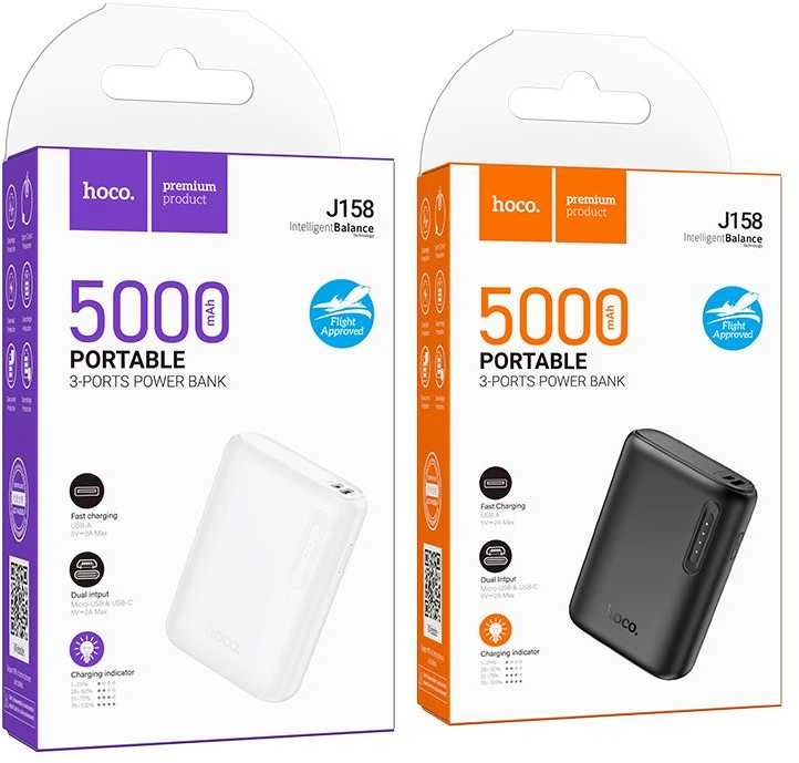 Powerbank Hoco 5000 mAh 2A J158 juodas
