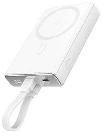 Powerbank Joyroom JR-PBM01 magnetic 10000mAh 20W su stoveliu + Lightning kabelis - USB-C - baltos spalvos