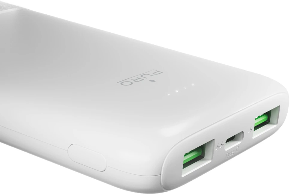 Powerbank Puro DAILY 10 PLUS 10000mAh 2x USBA / 1x USB-C 22,5W - balta