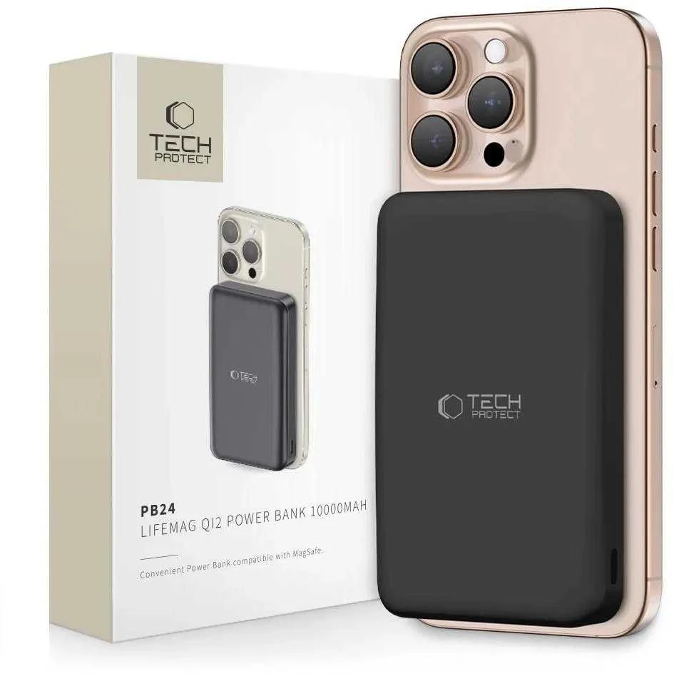 Powerbank Tech-Protect PB24 LifeMag QI2 MagSafe 10000 mAh – juodos spalvos