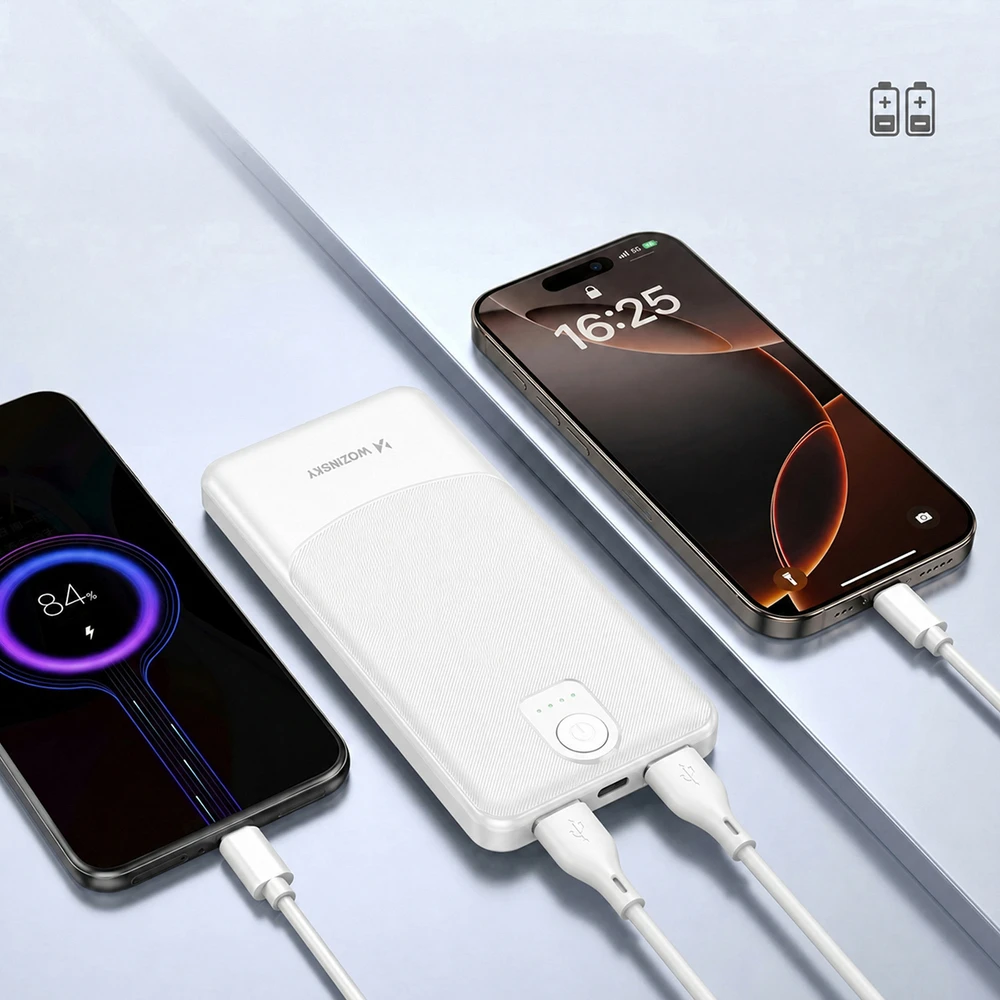 Wozinsky Wpower WPBBK-3 10000 mAh 10W 2x USB-A 2A Powerbank - baltas