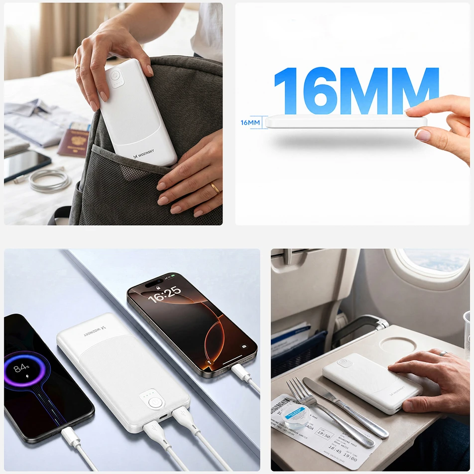 Wozinsky Wpower WPBBK-3 10000 mAh 10W 2x USB-A 2A Powerbank - baltas