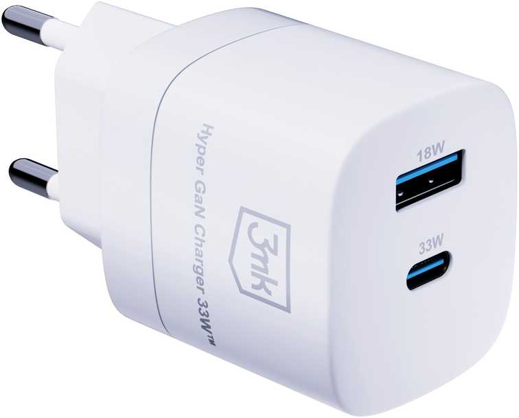 Įkroviklis 3mk Hyper GaN Charger 33W 1xUSB-C + 1xUSB-A baltas