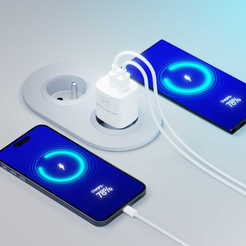 Įkroviklis 3mk Hyper GaN Charger 33W 1xUSB-C + 1xUSB-A baltas