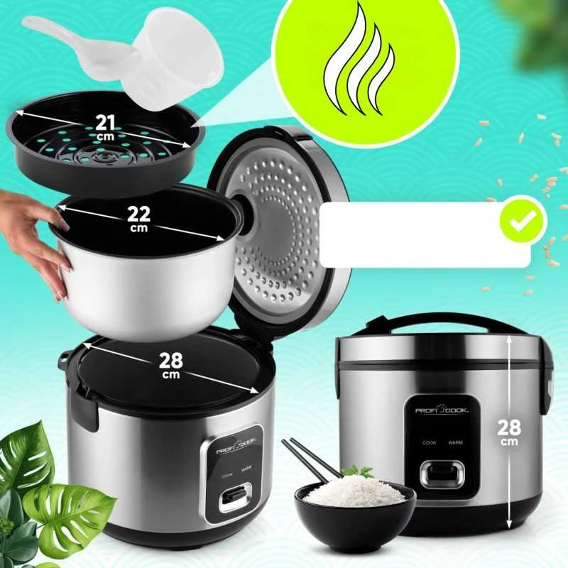 Profi Cook ProfiCook PC-RK 1285 rice cooker Juodas, Sidabrinis