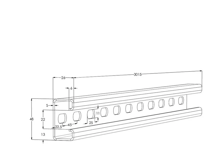 Profilis MEKA 1449647, 300.15 cm x 4.8 cm x 2.6 cm