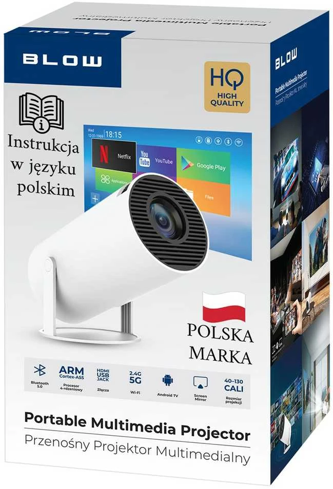 BLOW AndroidTV FullHD nešiojamas projektorius