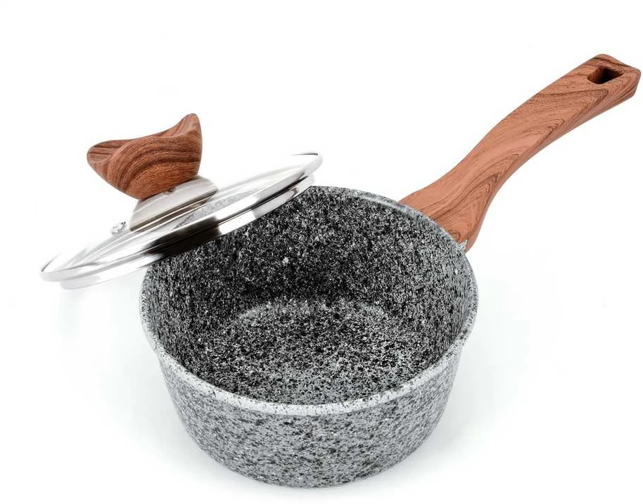 PROMIS Puodų rinkinys GRANITAS, puodas 16 cm, puodai 20,24,28 ruda rankenos