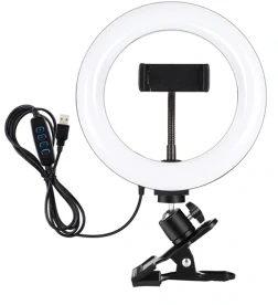 Puluz 20 cm žiedinis šviestuvas vaizdo tinklaraščiams su monitoriaus laikikliu, telefono laikikliu ir spalvų temperatūros reguliavimu (juodas)